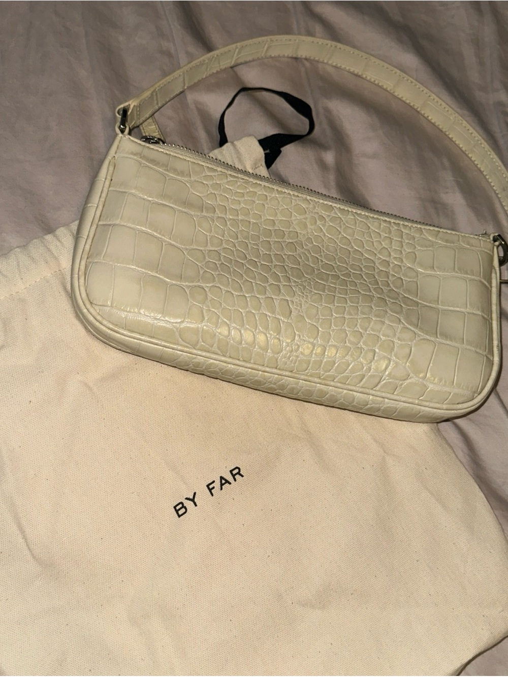 BY FAR Rachel Bag in Crocodile embossed leather Shoulder Bag